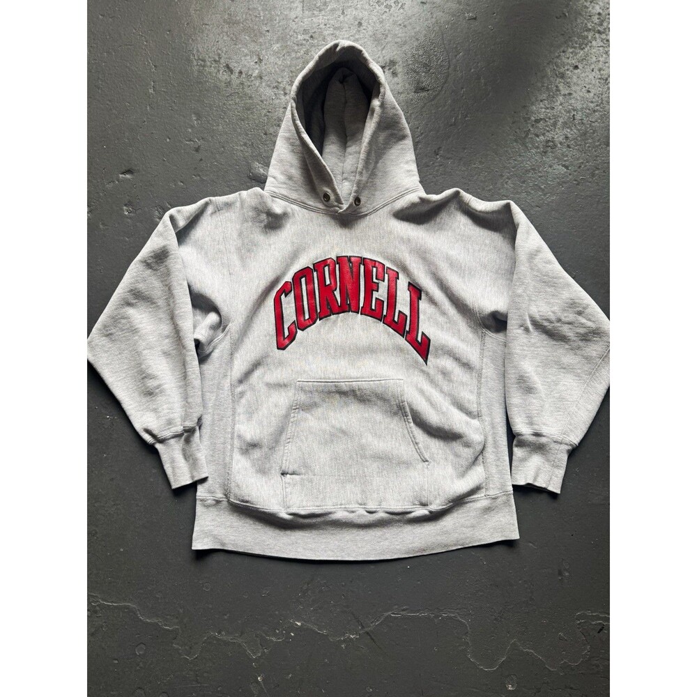 Vintage 80s Champion Reverse Weave Cornell Pullover Hoodie Gray L